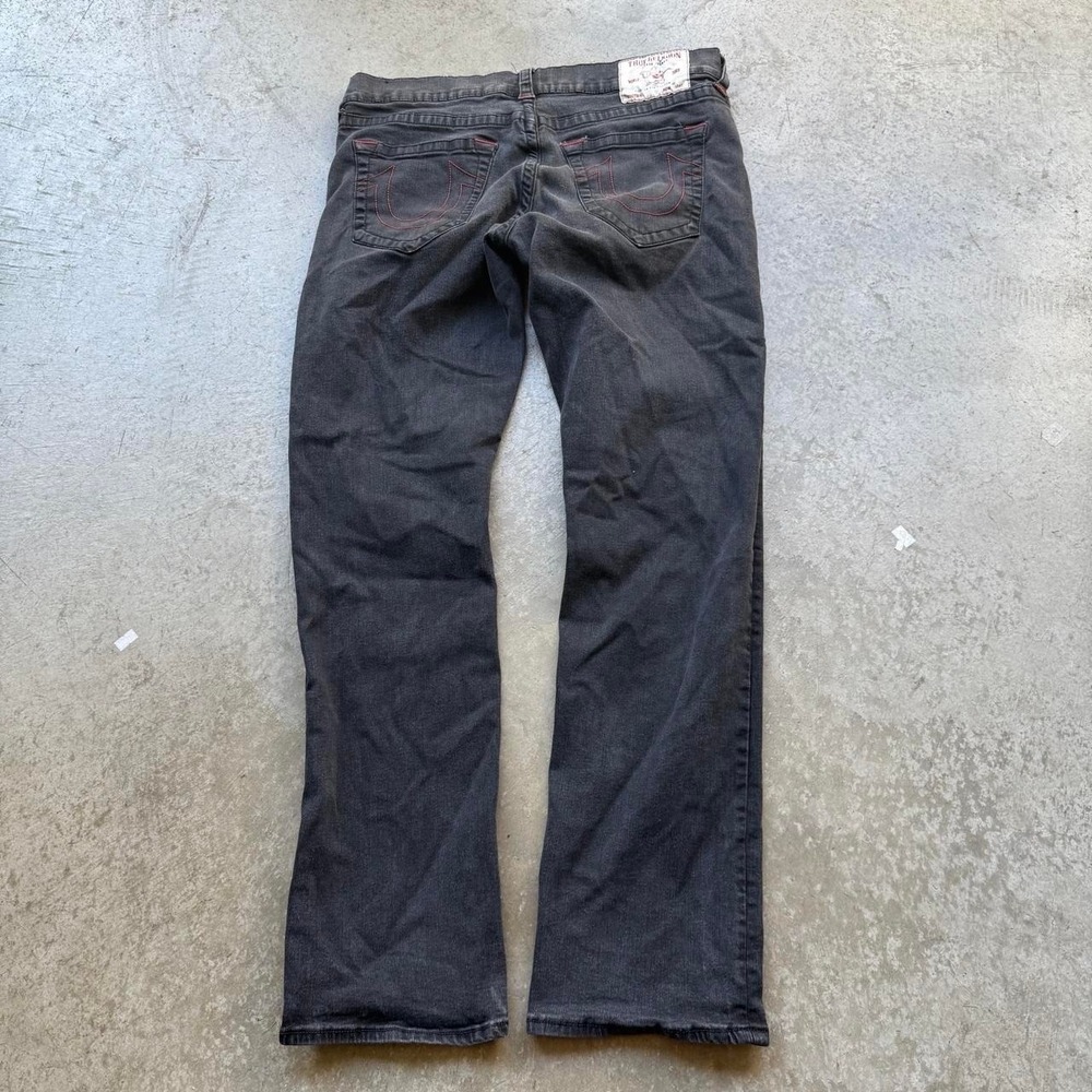 Y2K True Religion Red Contrast Stitching Jeans Relaxed Skinny Mens 36